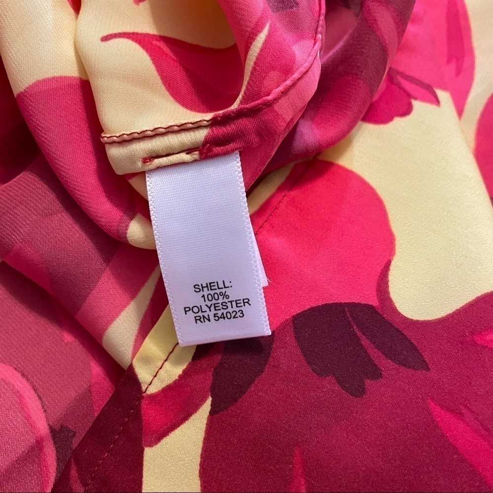 Banana Republic Sleeveless Yellow and Pink Hawaiian Flowery Racerback Top Size 0 - Picture 8 of 11